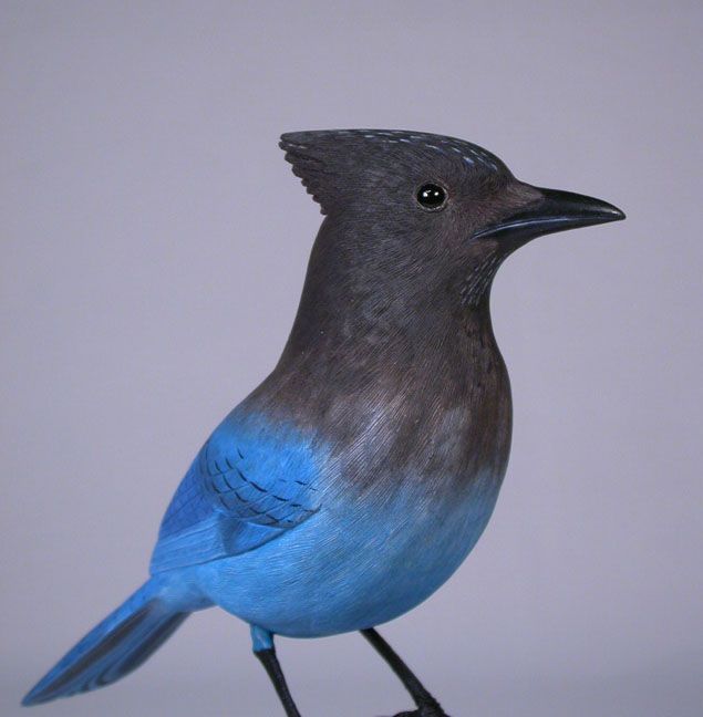 10 Stellers Jay Original Bird Wood Carving/Birdhug  