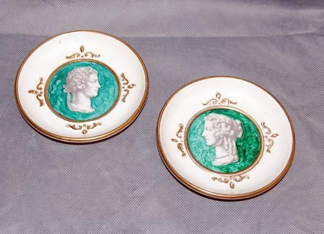 Ugo Zaccagnini Italy Pair Roman Portrait Gilt Plates  