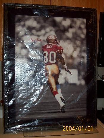 JERRY RICE Auto Signed FRAMED ART ON CANVAS UDA LE 100  