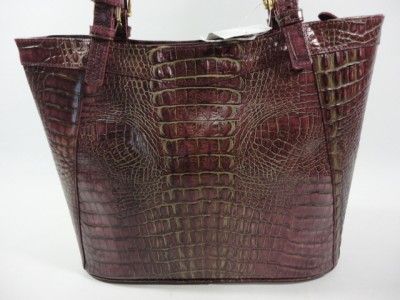 BRAHMIN Medium Arno Anytime Arianna Embossed Burgundy Leather Tote 