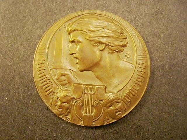 GERMAN/GERMANY HARP COMPETITION 1914 15 MEDAL, SIZE 1 15/16 DIAMETER 