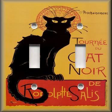 Double Switch Plate Cover   French Chat Noir  