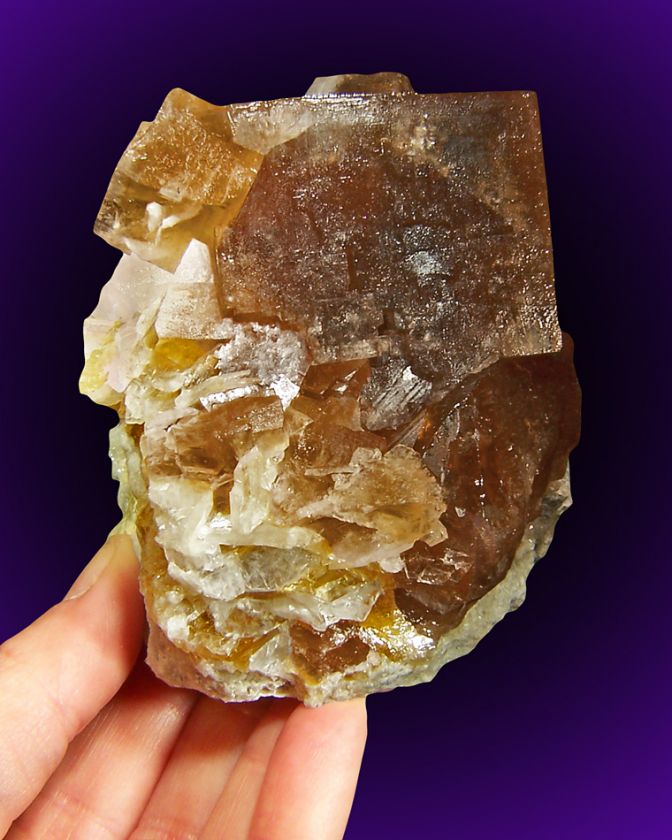 Shiny BROWN FLUORITE Fluorescent White Rock Q OH  