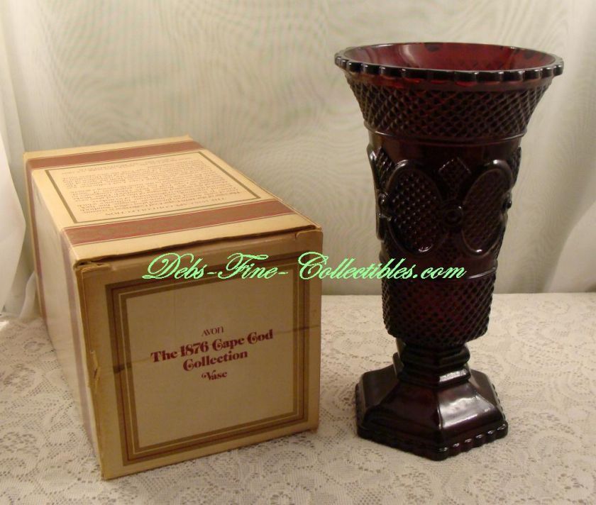 Avon   Cape Cod 1876 Collection   Ruby Red Vase   Boxed  