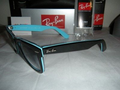 Ray Ban Wayfarer 2140 1001/3F Blk Azure Sunglasse 54MM 805289325062 