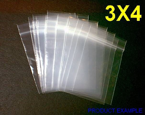 75 NEW 3x4 POLY ZIPPER BAGS Zip Loc Baggies Reclosable  