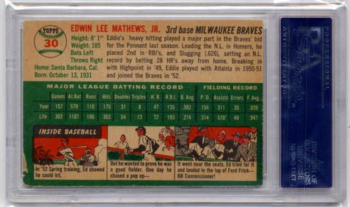 1954 Topps Ed Eddie Mathews #30 PSA 5 Milwaukee Braves Atlanta HOF 