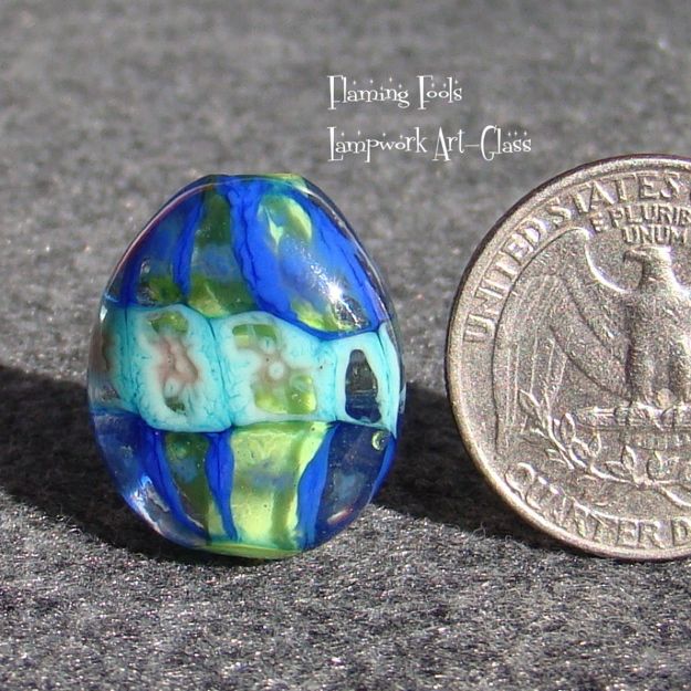 BARNSTABLE Handmade Art Glass Bead Flaming Fools Lampwork Art Glass 