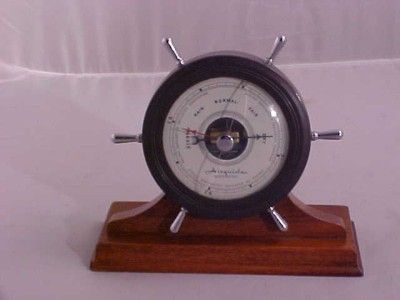 VINTAGE AIRGUIDE DESKTOP BAROMETER SHIPS WHEEL MARITIME  