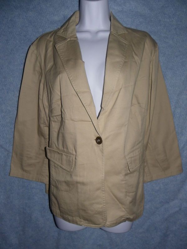 NEW WOMENS PLUS SIZE Tan Cotton Blazer Jacket 14 16 18 20 22 24 26 28 