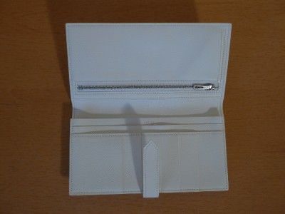 HERMES White Epsom Leather Bearn Bi fold Long Wallet Brand New  