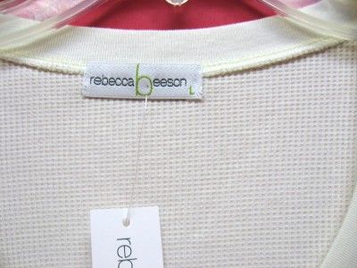 REBECCA BEESON THERMAL SHIRT LADIES NEW WHISPER WHITE V NECK TOP