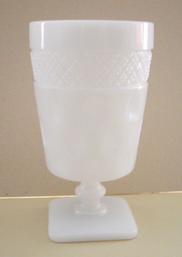 McKee Thatcher Milk Glass OpalLine #9 Thumbprint Goblet  