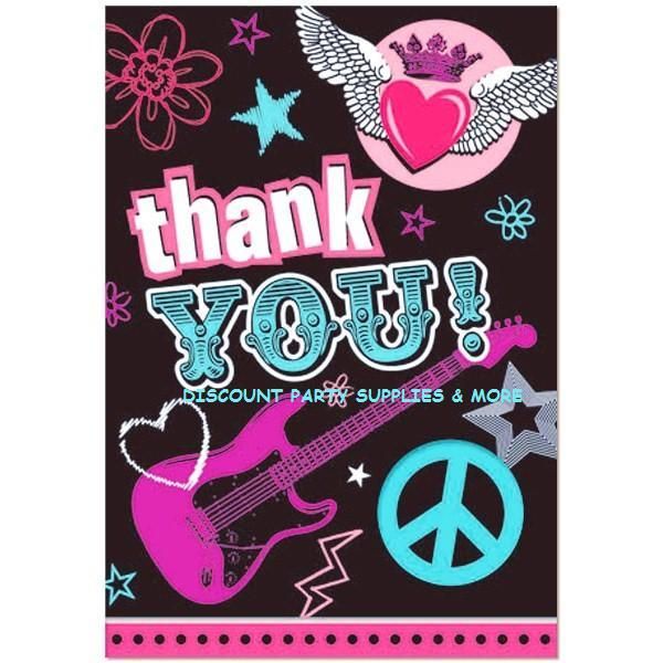 Rock Girl Rocker Star Thank You Notes Party Supplies  