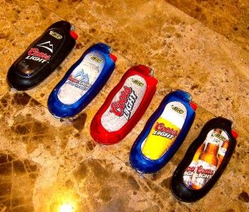 LOT OF 5 BIC COORS LIGHT LIGHTERS w/CASE NEW new models  