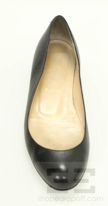 Christian Louboutin Black Leather Almond Toe Flats Size 38.5  