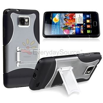 Black Clear Stand Case+Charger+Cable+Privacy LCD For Samsung Galaxy S2 