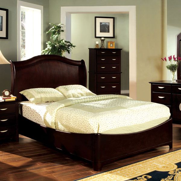 Solid Wood Blackburn Black Cherry Finish Bed Frame Set  