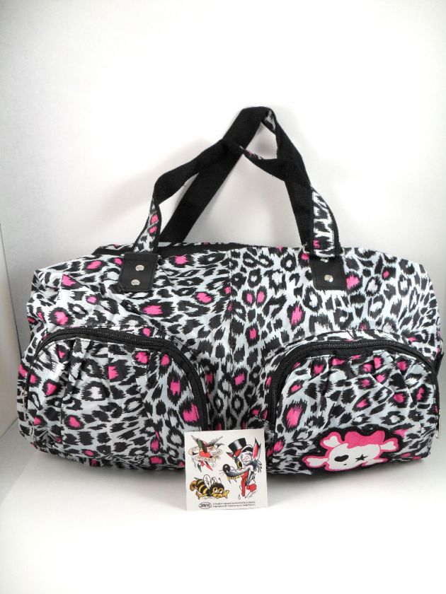 LEOPARD SKULL ROCKABILLY DUFFLE HANDBAG & ED HARDY TAT  