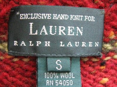 RALPH LAUREN WOOL HAND KNIT RED TARTAN PLAID MANS SWEATER PULLOVER 