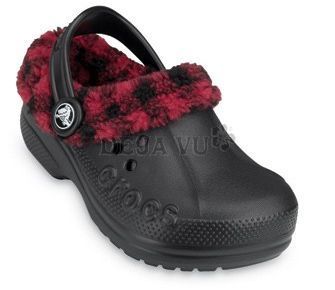 Kids Blitzen Crocs In Black/True Red Plaid  