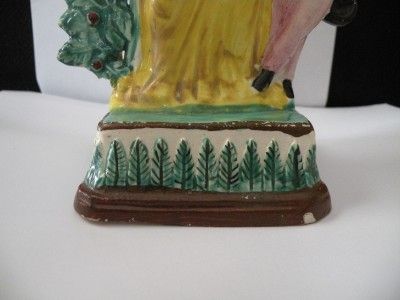 ANTIQUE PEARLWARE LG FIGURE SQUARE BASE staffordshire  