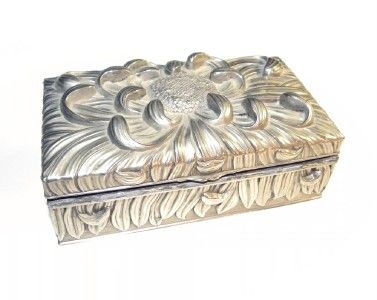 HEAVY SILVER Trinket BOX heavy VICTORIAN BOUDOIR  