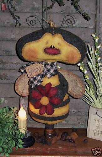 Primitive Bumble Bee Garden Bug Ornie Doll Pattern #488  