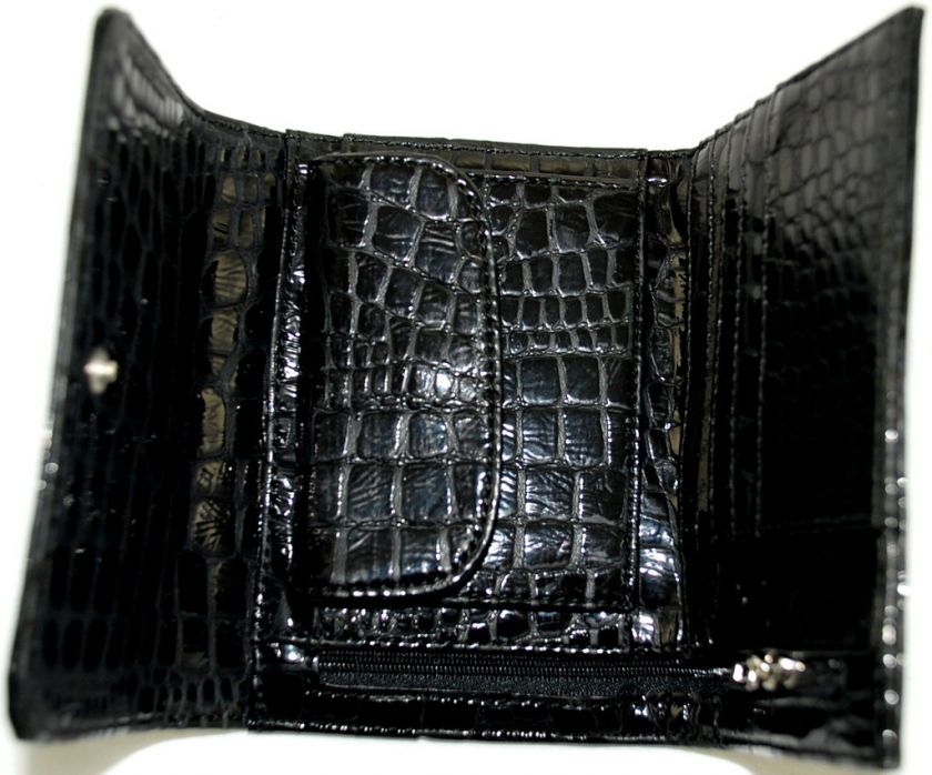 GUESS DESIGNER SUNDANCE TRI FOLD BLACK WALLET NIB  