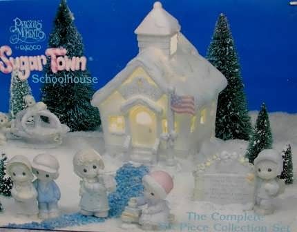 Enesco Precious Moments Sugar Town Schoolhouse 1997 Complete 6 Pc Set 