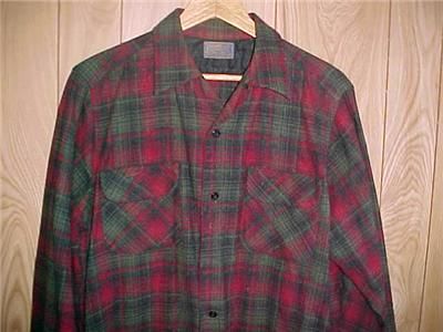 VINTAGE PENDLETON 100% VIRGIN WOOL PLAID SHIRT RED & GREEN MEDIUM L@@K 