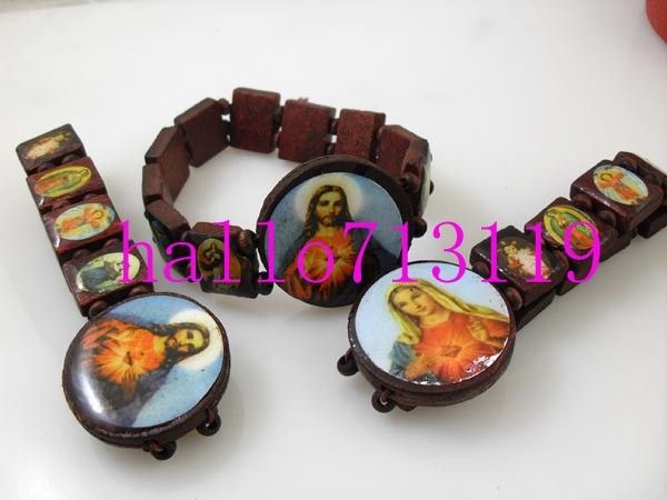 wholesale 48pcs elastic wood man women bracelets  