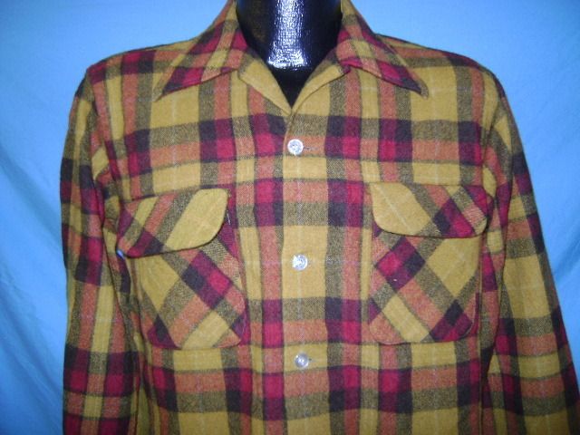 vintage  KINGS ROAD PLAID WOOL BUTTON DOWN SHIRT M  