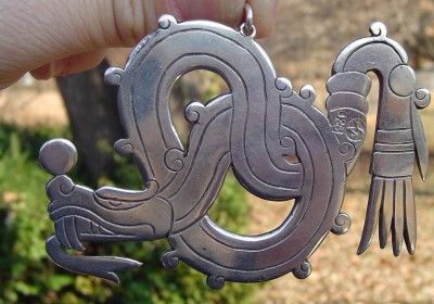 HUGE RARE VINTAGE WILLIAM SPRATLING QUETZALCOATL DRAGON PENDANT 