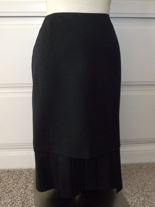 Carlisle NWT $260 Navy Blue Wool Straight Pleated Skirt  