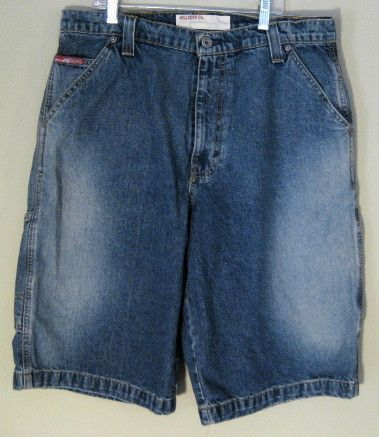 Hollister Mens Blue Carpenter Jeans Shorts Sz Size 33  