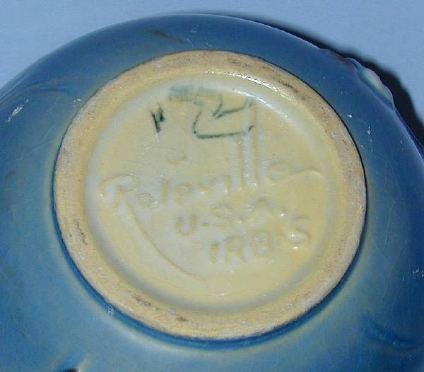 Roseville Pottery Blue Snowberry 5 Rose Bowl 1RB 5 NR  