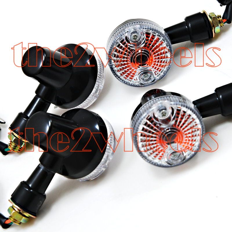 Motorcycle Turn Signals Indicators Chrome Black Short  