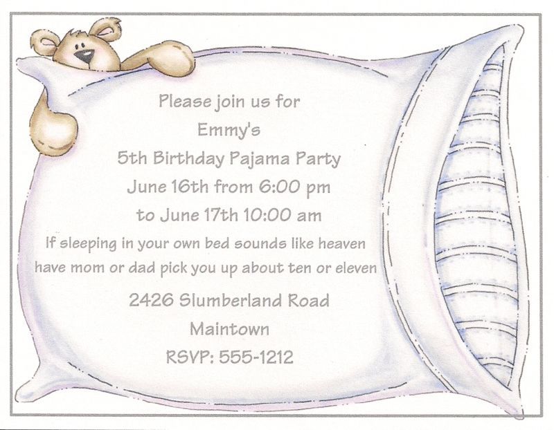 10 Slumber Party Pillow Invitations Personalized  