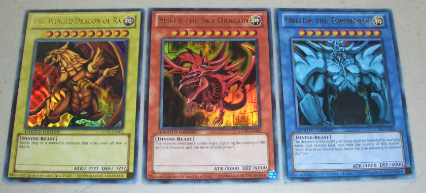 YUGIOH SLIFER OBELISK RA GOD CARD SET LC01 LEGENDARY COLLECTION CARDS 