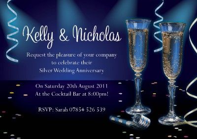 Personalised Wedding Anniversary Invitations 25th 50th  