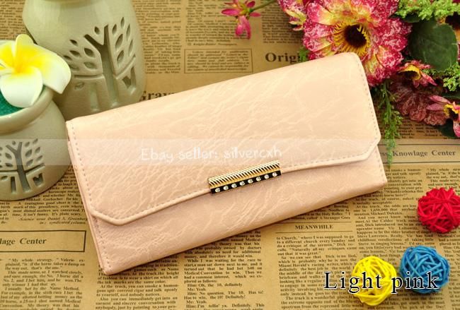 Women’s PU Leather Clutch Wallet Purse Handbag Bag Fake Diamand 