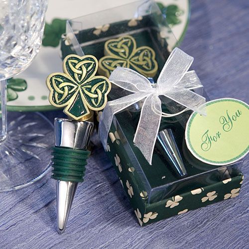 72 Irish Shamrock Celtic Wine Bottle Stopper Favors  