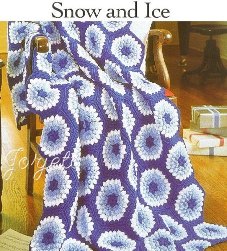 Snow and Ice Afghan, no sew crochet pattern, new  