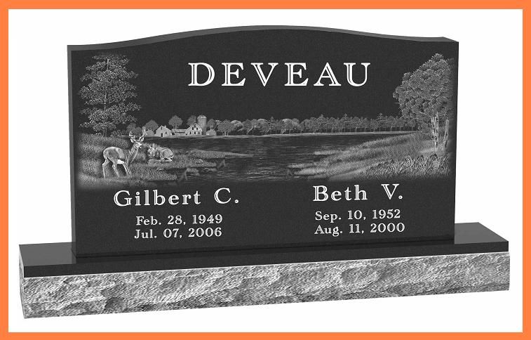 Cemetery Headstones Black Granite Serp Top Monument  
