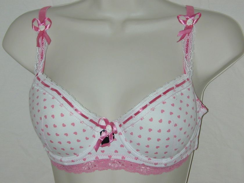 SEXY~SENSUOUS COTTON~VALENTINE PINK HEART BRA~34C & 38C  