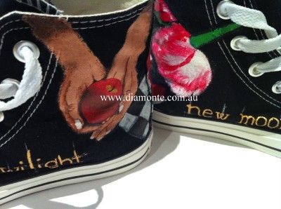 The Twilight On Black Converse Shoes Hand Painted CO31  