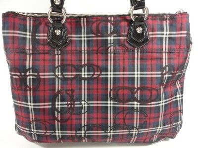   18713 POPPY Signature TARTAN BLACK Glam TOTE BAG Purse Diaper Laptop