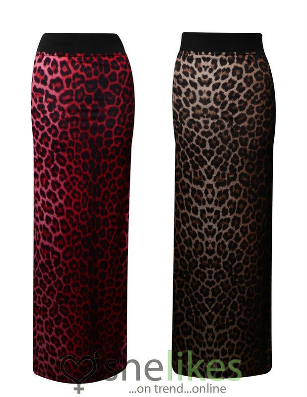 Womens Ladies Animal Leopard Print Gypsy Long Jersey Maxi Dress Skirt 