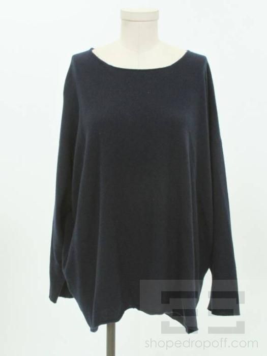 Eskandar Navy Cashmere Long Sleeve Sweater  